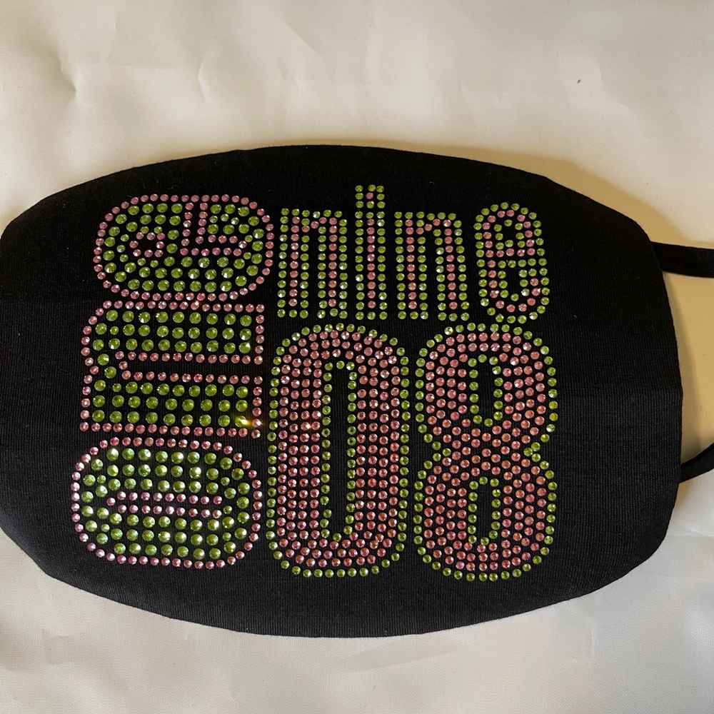 Alpha Kappa Alpha 1908 Bling Rhinestone Face Mask - Picture 2 of 6